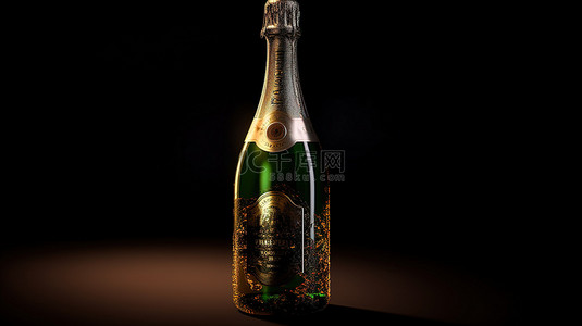 日料日料背景图片_香槟酒瓶的 3d 插图