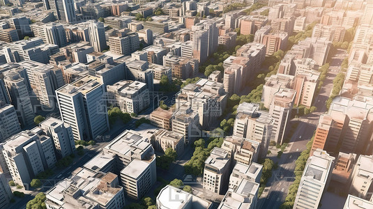 城市景观背景从鸟瞰图渲染的 3D 图像