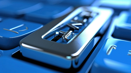 会员用户背景图片_带蓝色键标志的白色 PC 键盘的极端特写 3D 渲染