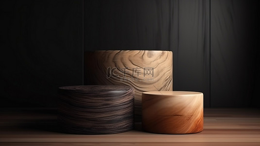 木质ppt背景图片_产品演示展示 3D 木质纹理渲染讲台样机