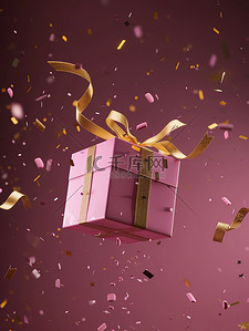 优雅奢华的粉红色礼盒飘浮设计图