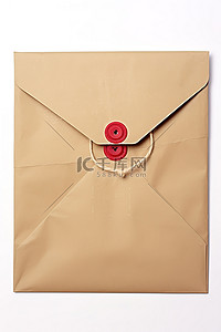贴纸火热招商背景图片_一个带有红色贴纸的棕色信封