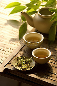 人物礼仪背景图片_桌上放着一杯茶，上面写着中文