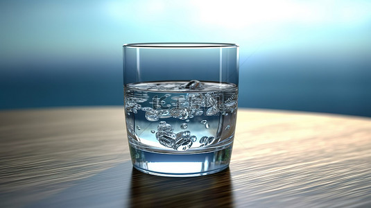 为电影观众提供饮用水的玻璃 3D 渲染茶点