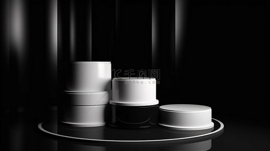 优雅风景背景图片_优雅的 3D 讲台显示屏，用于以黑白方式宣传您的产品