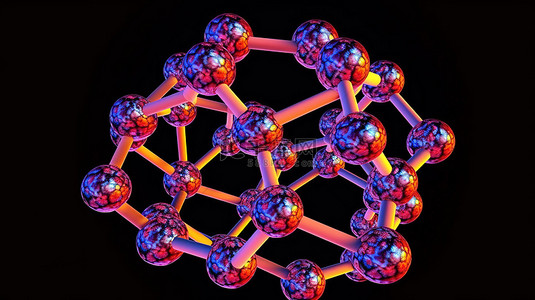 日系奶油风背景图片_分子结构3D模型