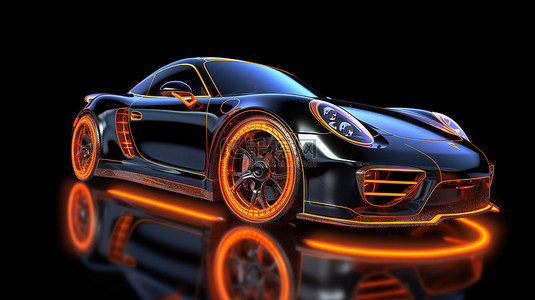 高级赛车调整定制跑车轿跑车与特殊零件和车轮扩展3D 渲染