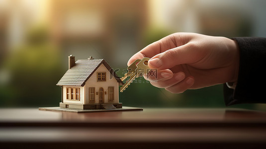 房地产投资概念房地产经纪人将钥匙交给购房者