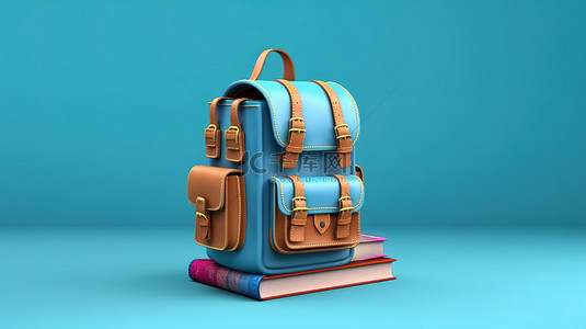 学校背景图片_蓝色背景，书包的 3D 渲染代表教育理念