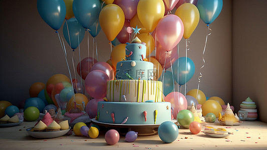 派对蛋糕生日气球
