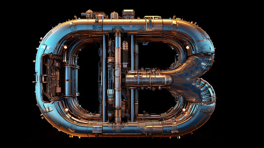 字体设计背景图片_未来技术字母 b 的高级字体设计 3d 渲染