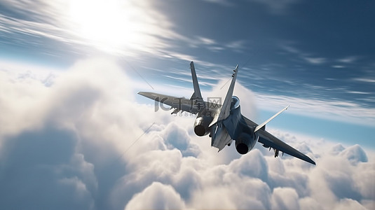 战斗机在令人惊叹的 3D 渲染中翱翔在高空
