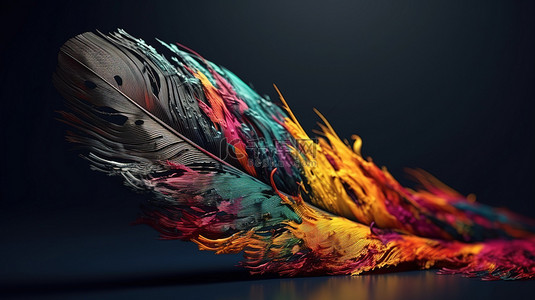 3D 抽象羽毛艺术手绘和视觉震撼