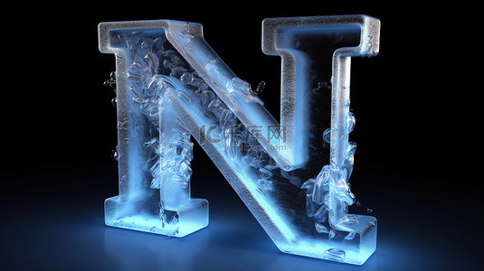冻结背景图片_冻结 n 字母的 3d 渲染