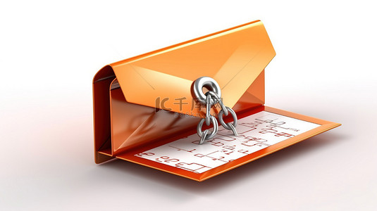 安全信封背景图片_独立信封和挂锁的 3d 渲染