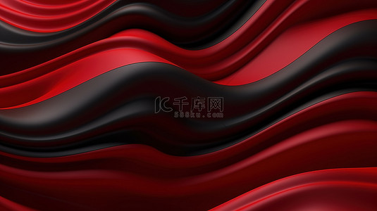 红色中背景图片_黑色和红色背景中的 3d 渲染波