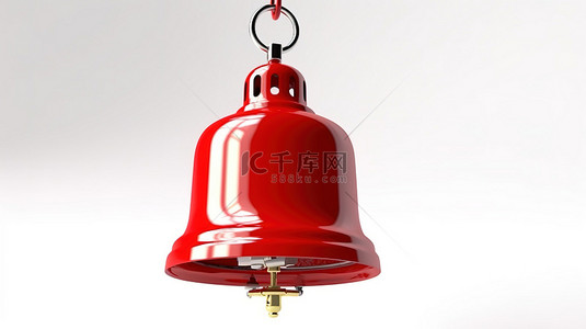 警告的背景图片_带有红色火警铃系统的白色背景的 3D 渲染