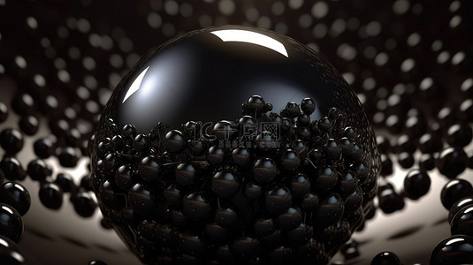 庆祝黑色球体的 3d 插图渲染