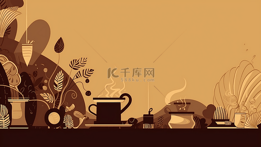 饮品背景图片_咖啡文化卡通边框背景