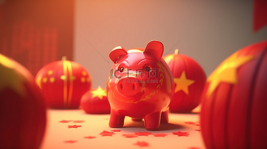 通过存钱罐的 3d 渲染描绘越南的积极经济增长