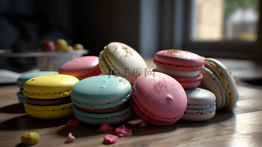 马卡龙甜品美食特写摄影广告背景