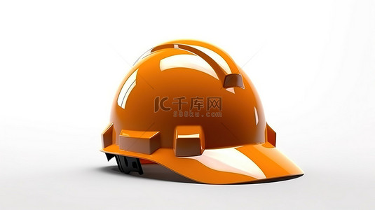 3d 渲染白色背景上橙色安全帽的详细外观