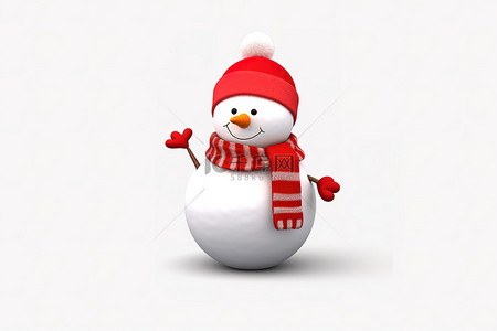 PNG卡通雪人，穿着红围巾，站在沙子里，有一个大红色圣诞球雪人，在透明背景下隔离