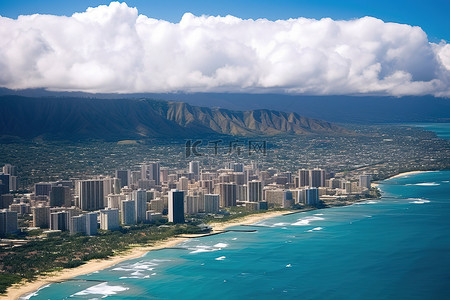 从海上俯瞰夏威夷