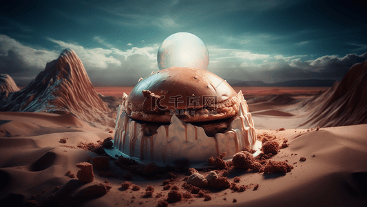 巧克力奶油蛋糕宇宙星球梦幻场景广告背景