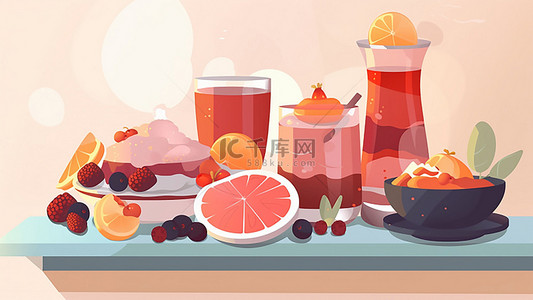 卡通水果草莓背景图片_食物食品美食红色