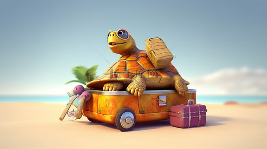 顽皮的海龟在 3D 冒险中
