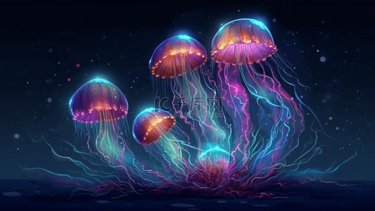 海底水母梦幻背景