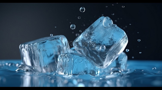 冰川冰块背景图片_纯水冰块在融化过程中的慢动作3D渲染
