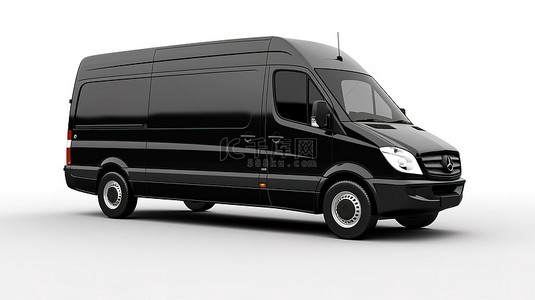 品牌男包背景图片_白色背景，空白车身可定制黑色中型商用货车，满足您的品牌需求 3D 插图