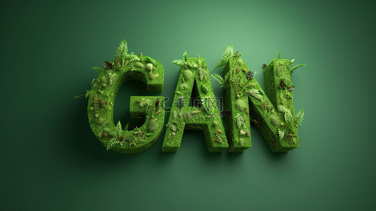 3D 绿色纹理中的素食主义成为焦点