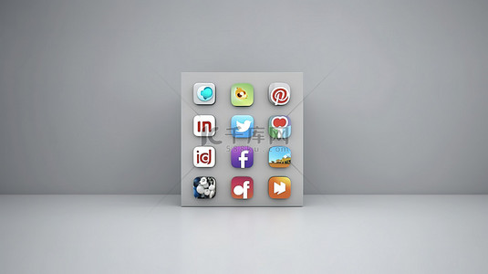物联网背景图片_以社交媒体业务营销和物联网应用程序图标为特色的白板 3D 渲染