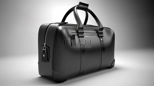 黑色碳纤维旅行袋的明亮隔离 3D 渲染
