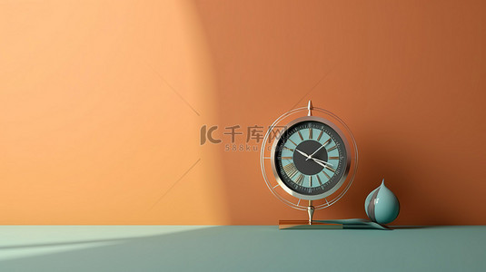 时钟表盘背景图片_现代阴影时钟和日晷 3D 渲染在干净的背景上