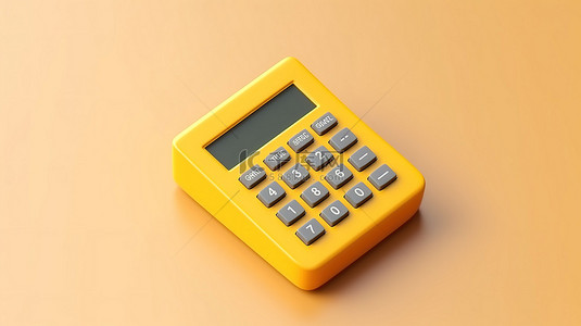 金融教育背景图片_3D 渲染的卡通数学计算器是金融业务报告的基本概念