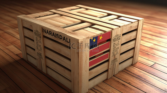 马来西亚地图背景图片_马来西亚制造的进出口木箱 3D 插图