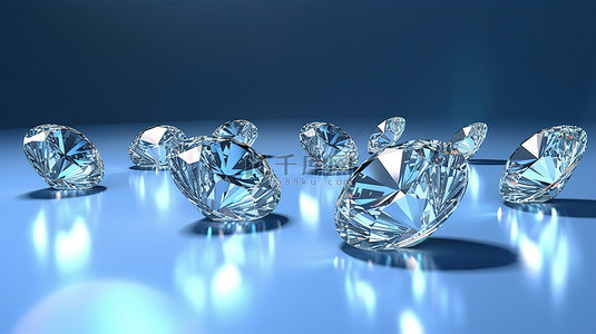 婚礼中式路引背景图片_浅蓝色背景上钻石的豪华 3D 渲染