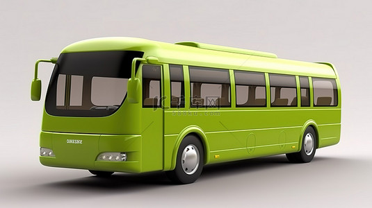 小型绿色城市巴士的 3d 渲染