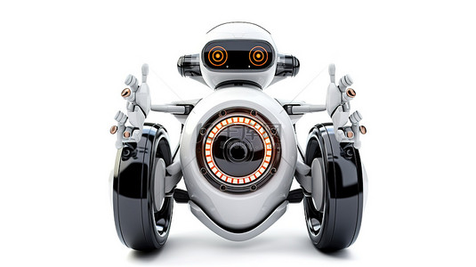 未来汽车理念的特点是机器人驾驶员在 3D 渲染隔离中握着方向盘