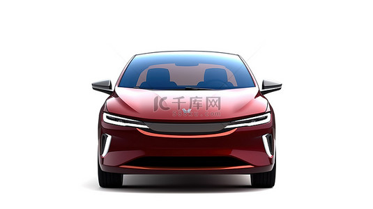 电动车背景图片_无品牌红色电动车的创意 3D 渲染从前角隔离在白色背景