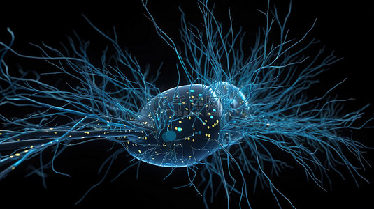 蓝色图医疗背景图片_蓝色神经系统在 3d 中传输信号的渲染
