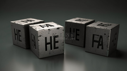 标题仇恨 3D 金属立方体铭文的概念在垃圾背景