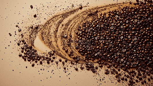 静物背景图背景图片_咖啡原料咖啡粉咖啡豆商业背景海报