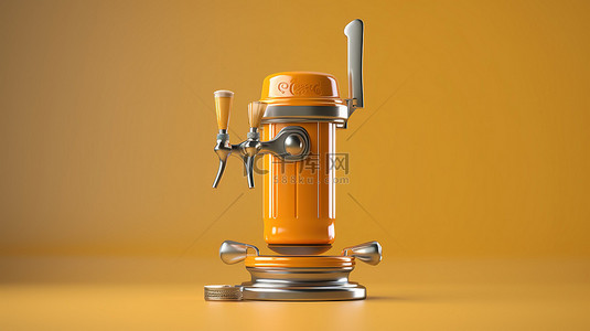 扎啤背景图片_带分配器和手柄的酒吧设备生啤酒塔泵的 3D 插图