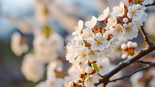 白色花植物 樱花盛开在 ohjeazhang