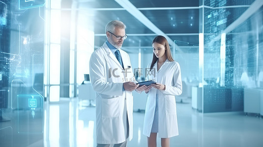 男女男背景图片_医疗专业人员男女医生拿着平板电脑和记事本站在临床环境中